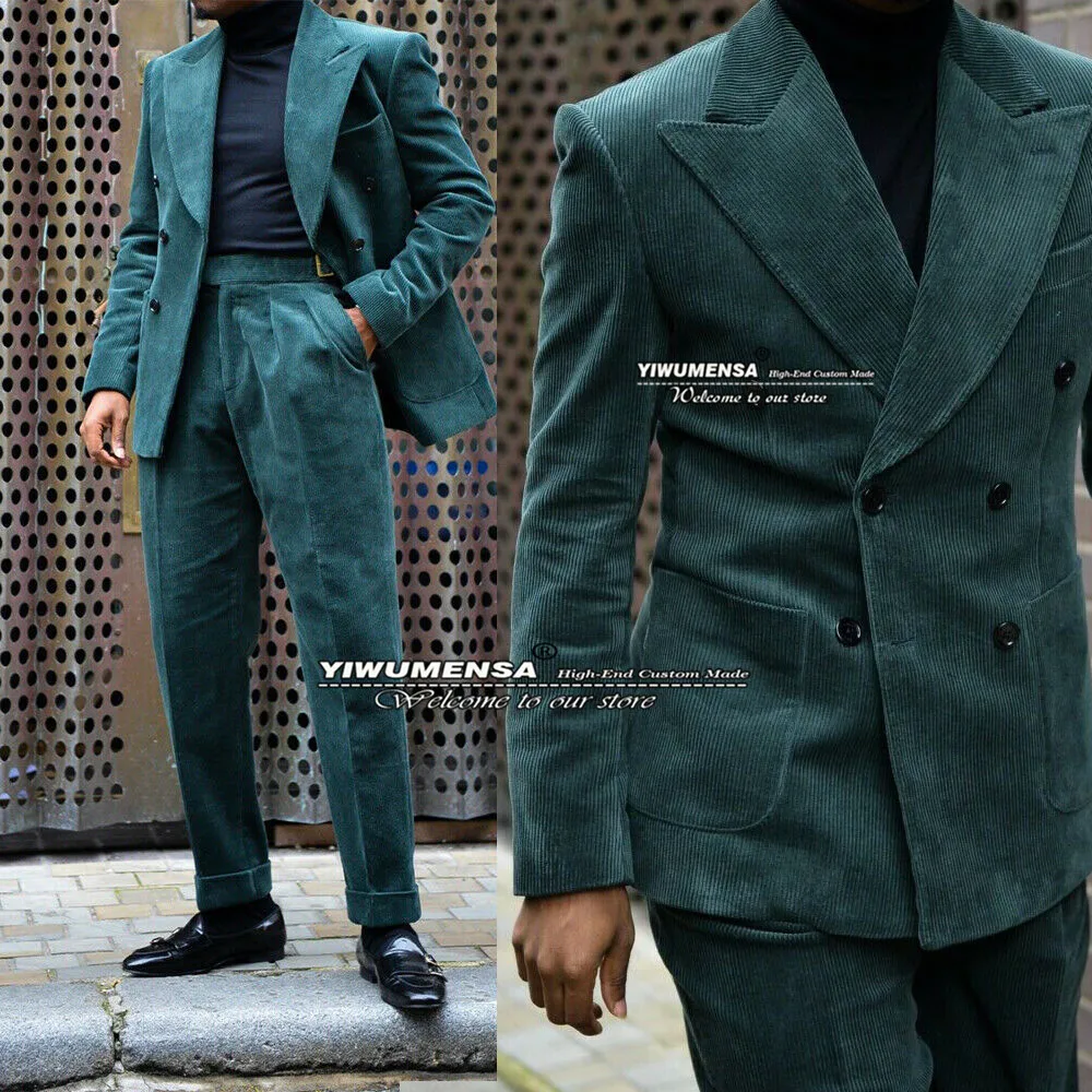 Costume Homme Mariage Double Breasted Jacket+pants 2 Pieces Groom Wedding Blazer Tuxedo