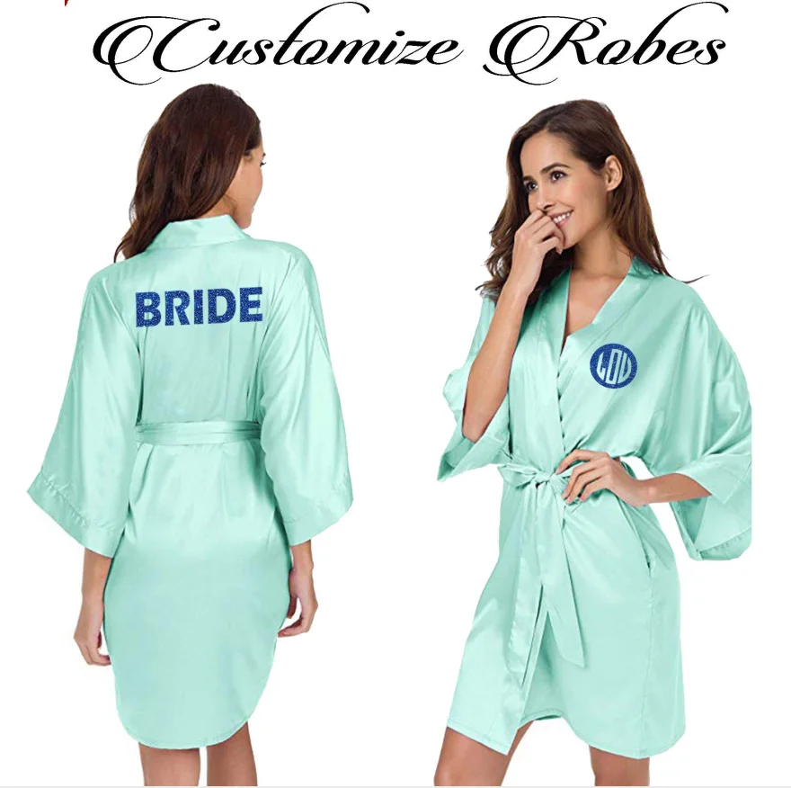Атласная одежда для сна невесты халат индивидуальное Ночное платье девичника