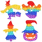 Пуш-Поп пузырьковая детская игрушка для снятия стресса, милые радужные игрушки для Хэллоуина, детские игрушки