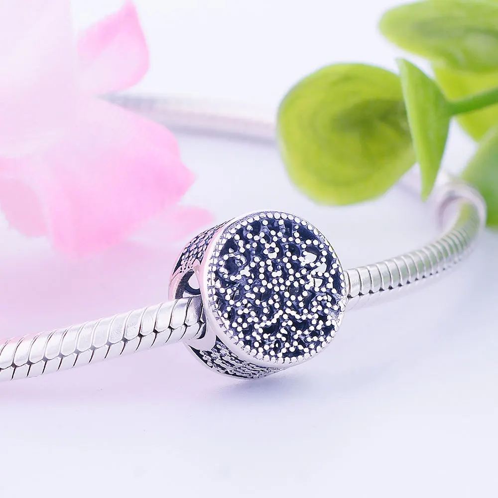 Оптовая продажа цена круглый Форма черный ажурный 100% 925 шариков шарма