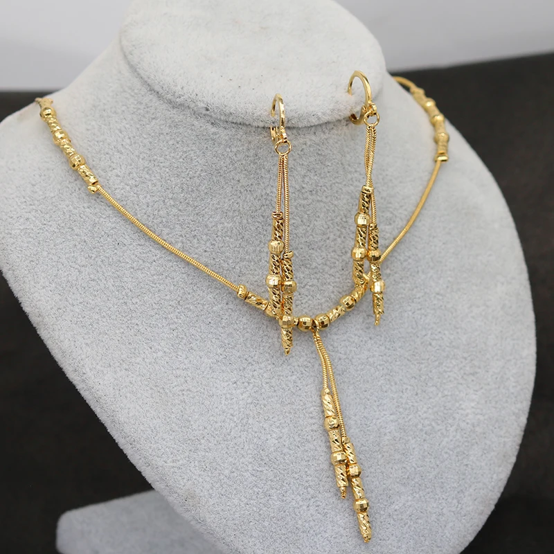 Маленькие бусины Дубай ожерелье серьги для женщин/девочек очаровательные модные