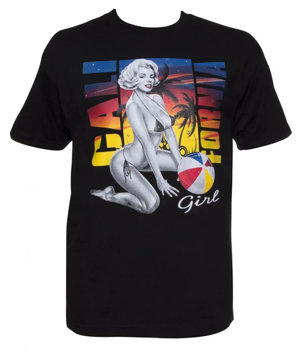 Marilyn Monroe Men'S California бикини Мужская черная футболка Спортивная | одежда
