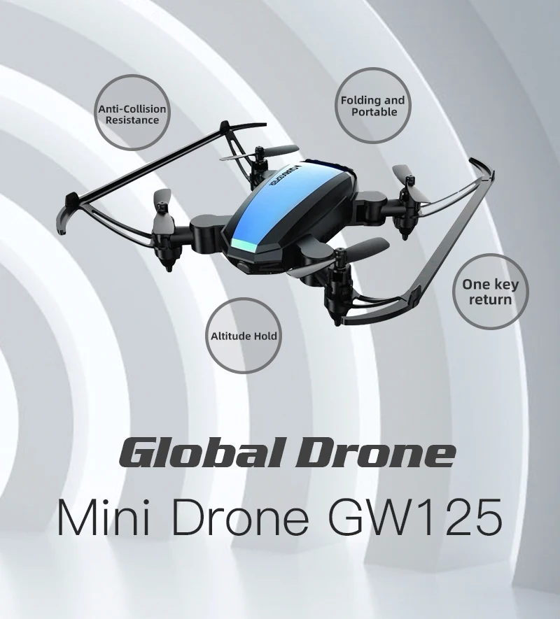 Global Drone GW125 мини-Дрон Квадрокоптер 2,4G 4CH RC вертолет Микро Карманный складной Дрон для детей игрушки для мальчиков