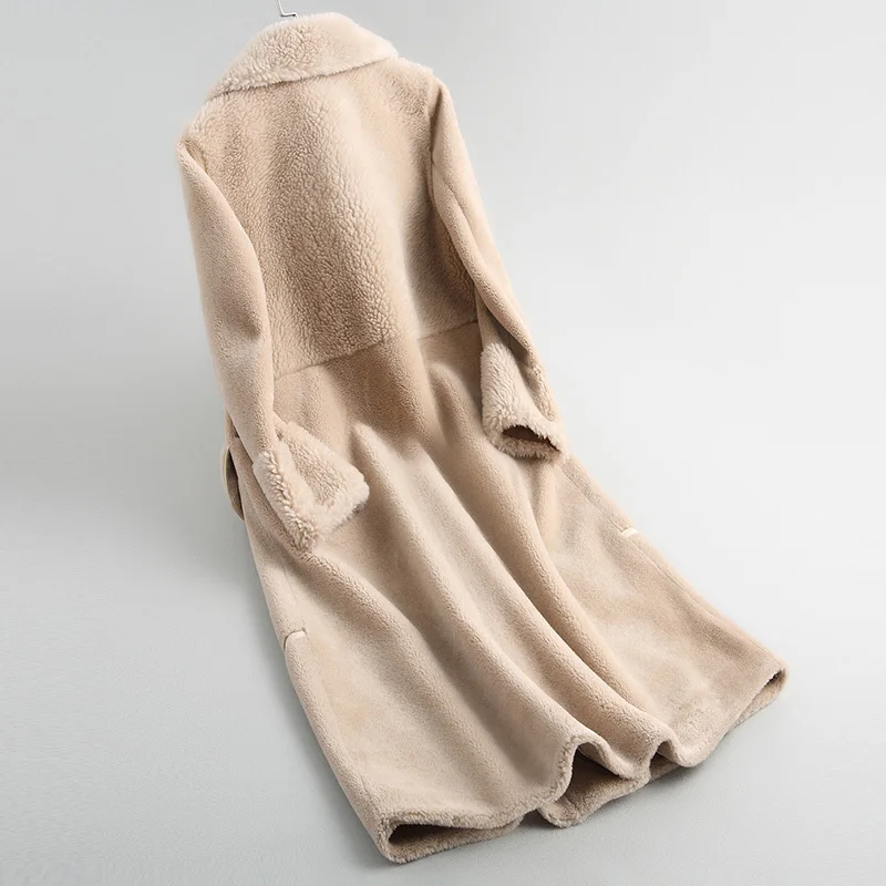 Роскошное пальто из овечьей шерсти для женщин 2020 натуральное шерстяное меховое