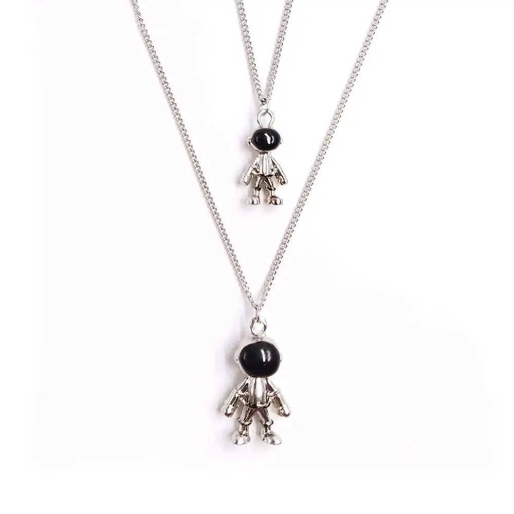 Модное Позолоченное серебряное ожерелье с мультяшным астронавтом для женщин и