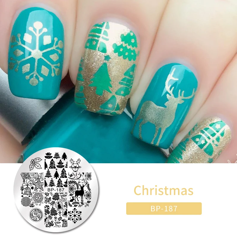 Christmas Day19 BORN PRETTY дизайн ногтей штамп штамповка шаблон цветок геометрии любовь DIY маникюр изображение пластины из нержавеющей стали дизайн ногтей трафарет - Цвет: Christmas Day19
