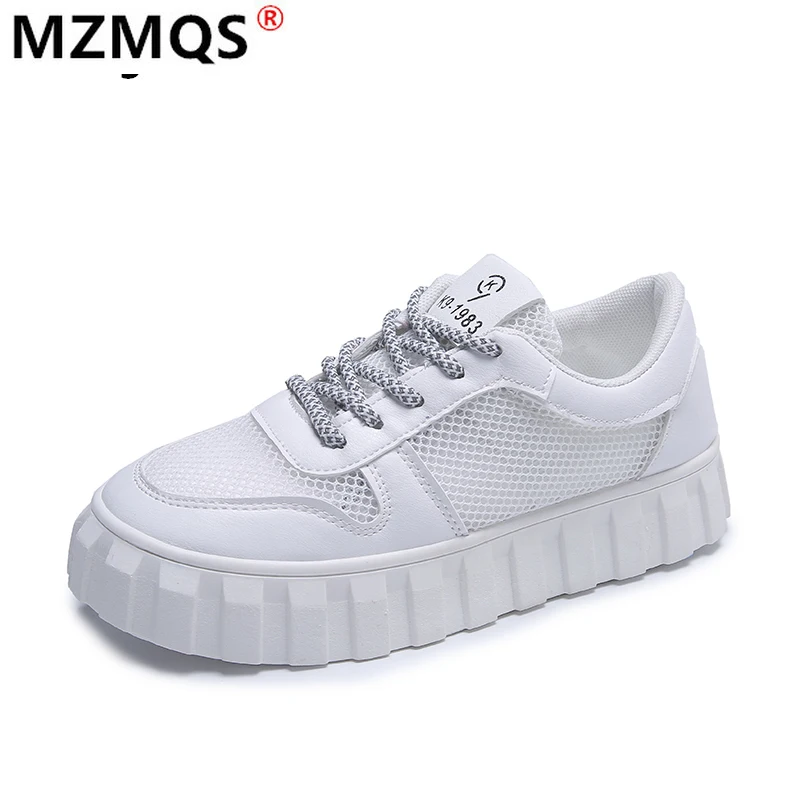 

2021 Spring New Outdoor Comfortable White Mesh Shoes Ladies Fashion Breathable Shoes Sole Casual Flat Board Shoes Sneakers Women