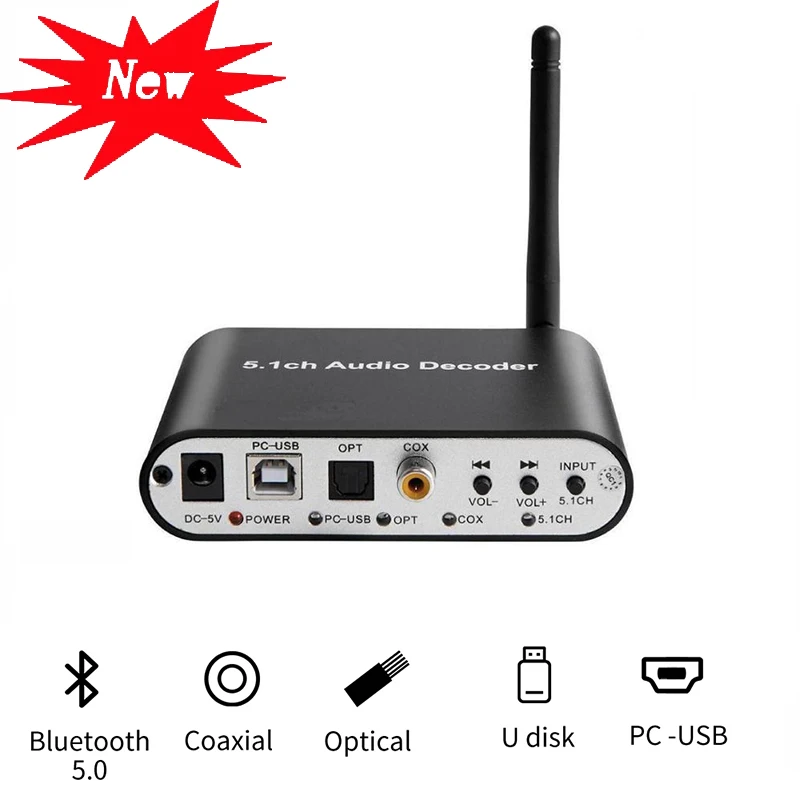 Цифровой аудиодекодер 5 1 EU Dolby Dts/Ac 3 Optical To Channel 6 RCA аналоговый преобразователь
