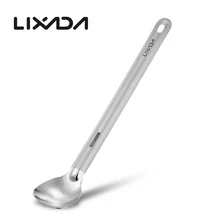 Lixada Титановая Ложка с длинной ручкой с полированной чашей, портативная ложка для улицы, столовые приборы, кухонная посуда для кемпинга, походов, пикника