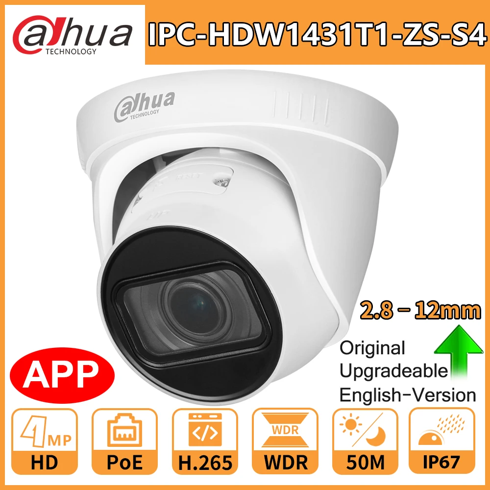 Оригинальная купольная мини камера Dahua PoE IP зум 2 8 12 мм HD 4 МП IR50M H.265 WDR 3D DNR BLC HLC
