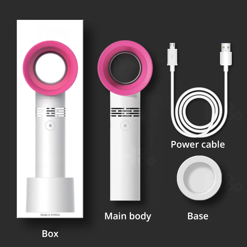 Портативный USB вентилятор перезаряжаемый безлопастный ручной мини кулер без