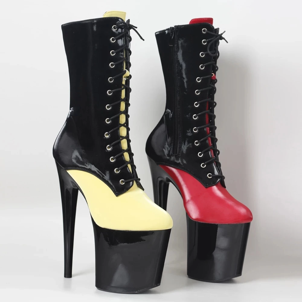 Womens 20CM High Heel Mixed Color Platform Pole Dance Ankle Boots Custom Colors