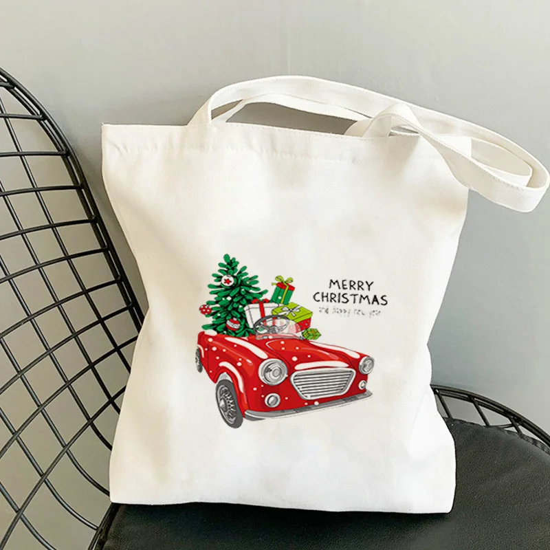 

Christmas Bag 2021 Canvas Fabric Summer Bags Designer Handbags Shopper Woman Wholesale Women's Folding Shopping Shoper Printed