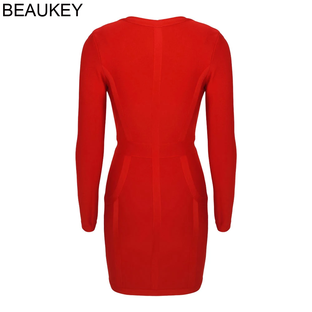 BEAUKEY 2019 красного зеленого и черного цвета для девочек Бандажное платье с длинным