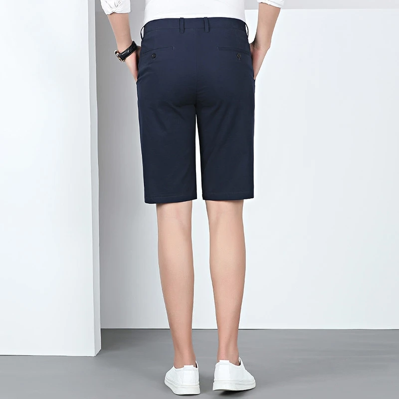 

Summer New 2020 Men's Cotton Khaki Shorts Fashion Business Solid Color Elastic Force Casual Short Pants Classic Style Brand