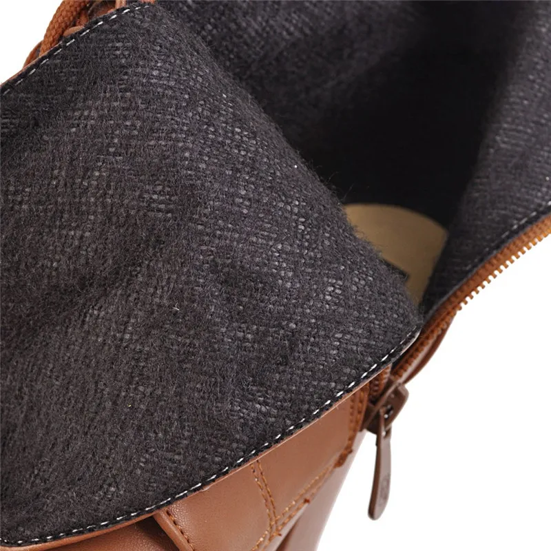

2018 Black Buckle Strap Lace Up Block High Heel Platform Ladies Shoes Winter Ankle Motorcycle Combat Boots Plus Size 43