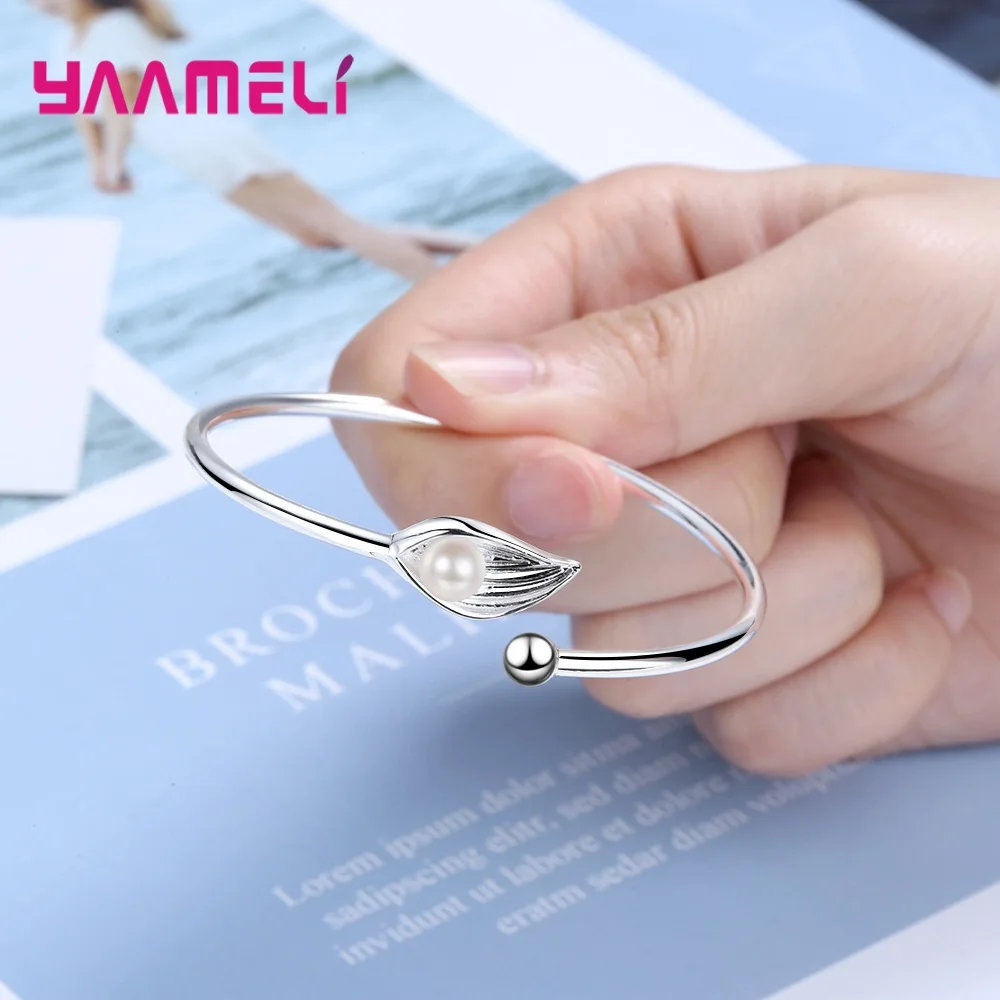 Натуральный Стиль пресноводный жемчуг 925 стерлингового серебра браслеты на руку