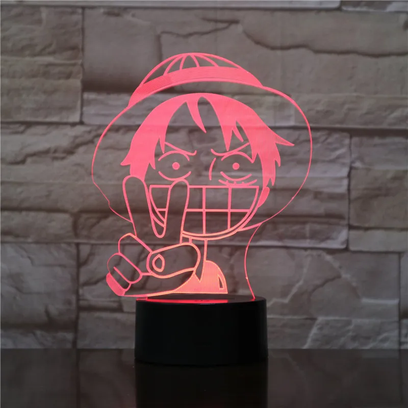 

Anime One Piece Luffy Figure 3d Lamp Table Lamps USB Color Changing luminaria kids Sleeping LED Night light Boy Birthday Gifts