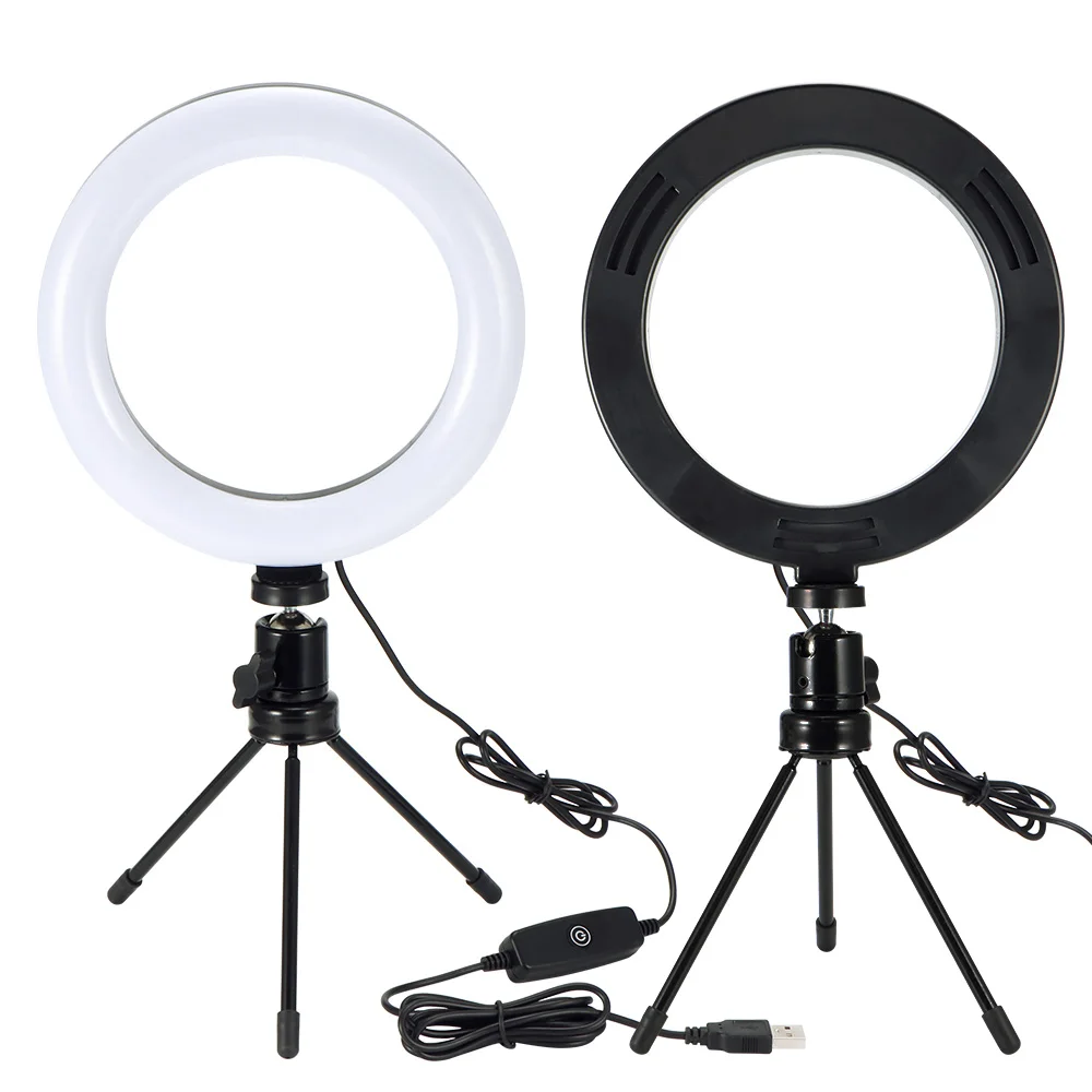 Photography LED Selfie Ring Light 18/26CM Dimmable Camera Phone Lamp 10inch With Table Tripods For Makeup Video Live Studio | Электроника