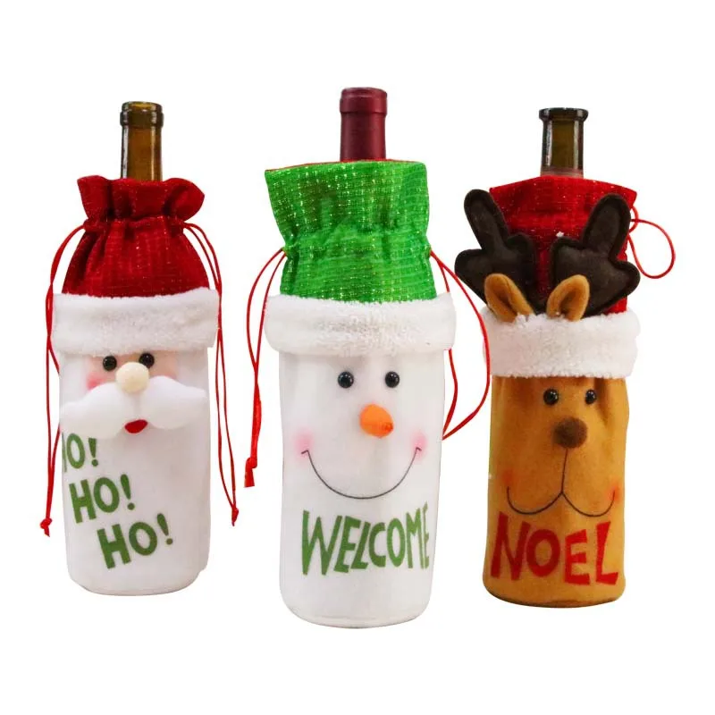 

Новинка, чехлы для бутылок с вином, рождественские вечерние украшения для стола, украшения для дома, Санта Клаус, снеговик, подарок на Новый ...