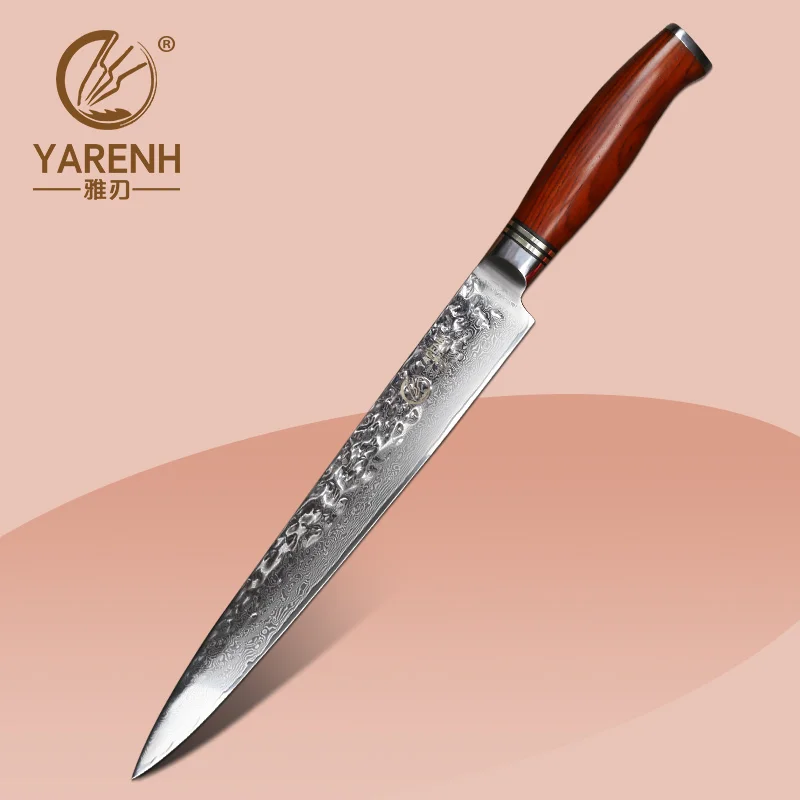 

YARENH 10 дюймов нож для сашими - 73 слоя Дамаск высокоуглеродистая Нержавеющая сталь - профессиональные японский суши ножи - Dalbergia деревянная руч...