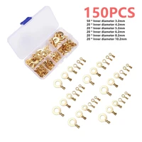 150pcs cable wire connectors ring type gold terminals insulated seal golden brass crimp terminals connectors 3 2mm 10 2mm