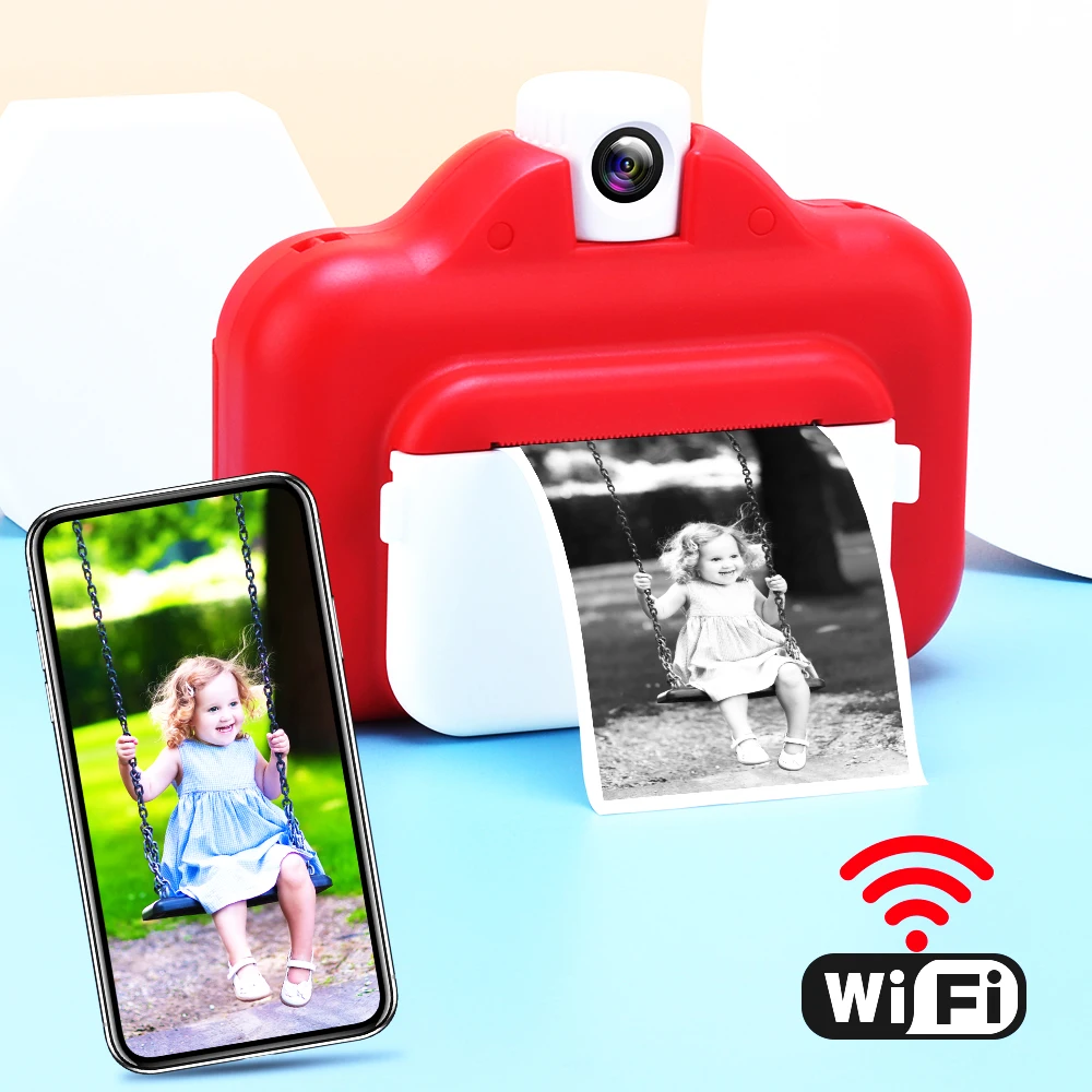 

LANDZO Hot 1080P HD Kids Wifi Instant Print Camera with Thermal Photo Paper,16GB TF Card and Paint Pen Set Children Toys Gift