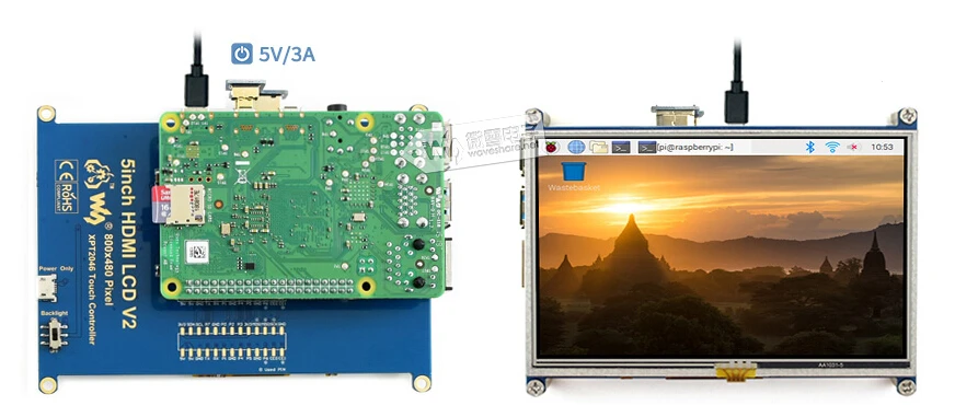 Waveshare 5 дюймов 800*480 TFT резистивный сенсорный экран планшет HDMI интерфейс для всех Rev of Rapsberry PI