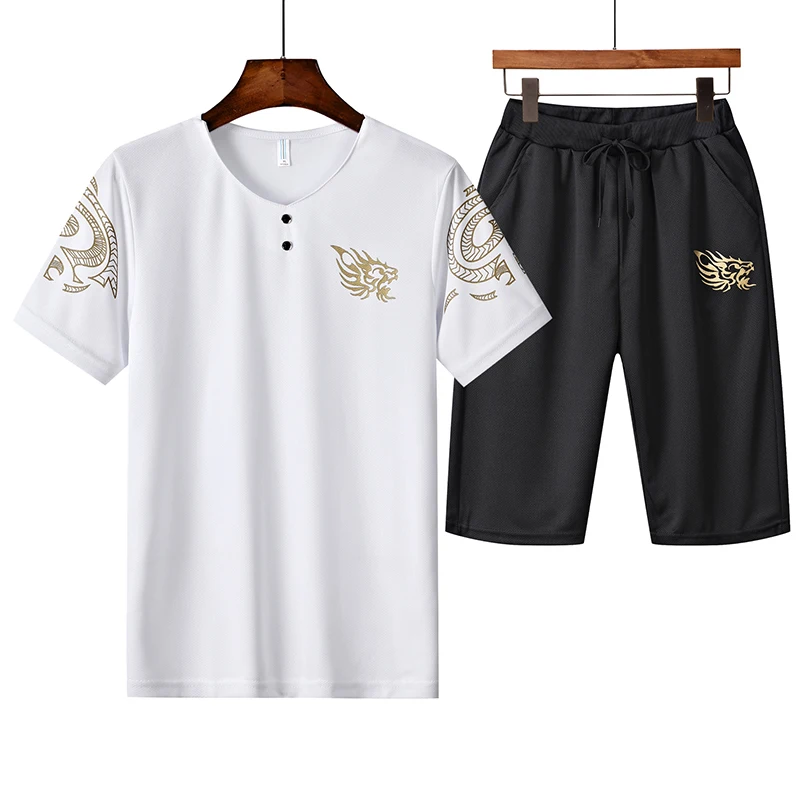 Летний спортивный комплект для мужчин дышащая сетчатая толстовка костюм