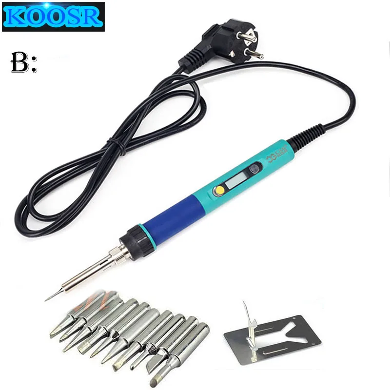 B 60W220V/110V CXG 936d цифровой ЖК-дисплей, электический паясльник с настраиваемой температурой, паяльная станция сварочные инструменты kit Электрический паяльник EU/US - Цвет: B
