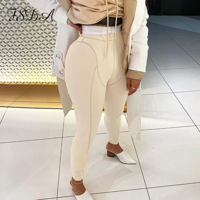 Женские брюки с высокой талией FSDA Осенние сексуальные леггинсы для фитнеса