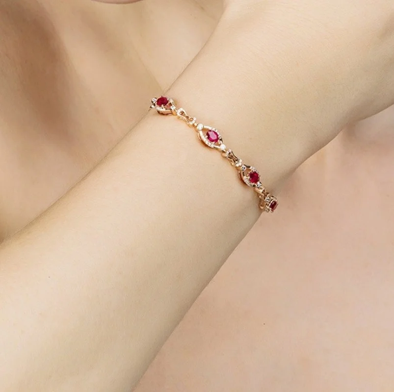 

Ladies Romantic Rhinestone Rose Gold Pink Cute Bracelet Gift Jewelry