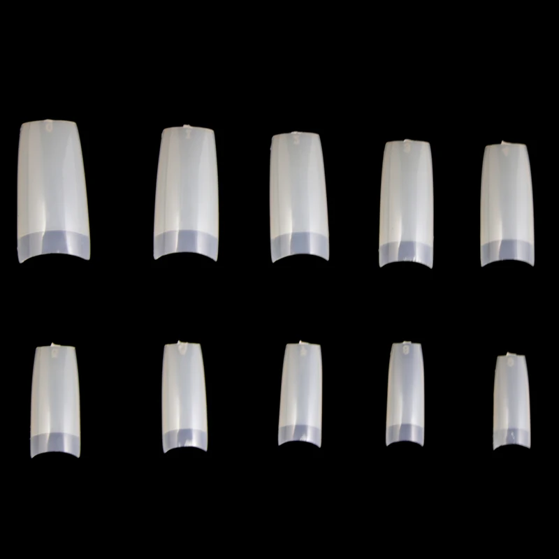 

500pcs Tips Transparent/Natural white Half Cover False French Fake Nail Art Artificial Acrylic Gel UV 10 Size Press On Nails