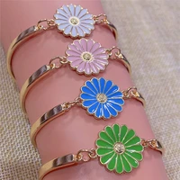 fashion sweet daisy flower cuff bracelet simple creative golden bracelet ladies party banquet declaration jewelry gift