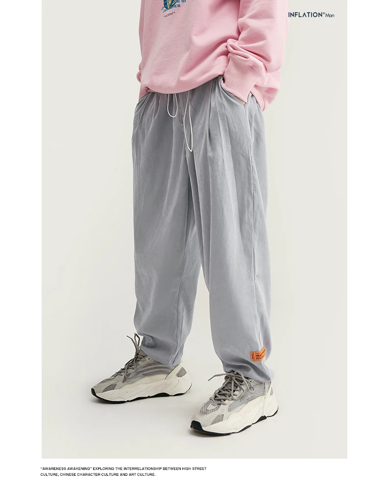 INFLATION уличная одежда хип-хоп брюки мужские свободные Pantalon Homme Осенние новые дышащие ветровки повседневные брюки мужские 93306W