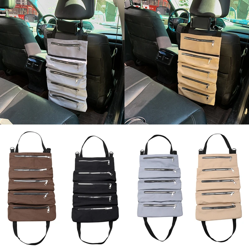 

Canvas Foldable Roll Pack Tool Bag Suspension Multi-function Car Hanging Electrician Tool Storage Bag Box Repair Tools Waist Bag