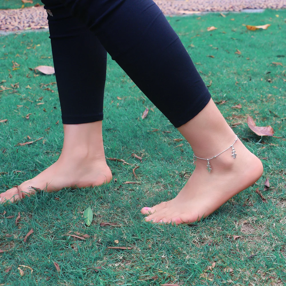 Милые пугающие браслеты с подвеской на щиколотке 100% Стерлинговое Серебро 925