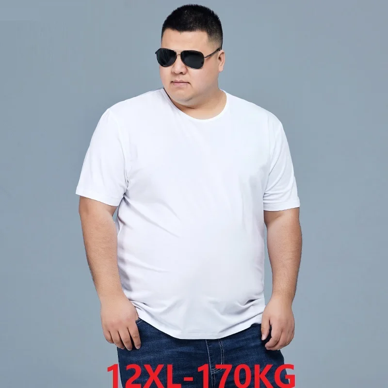 

FAISIENS Plus Size Men T-Shirts Short Sleeve Summer Big Tees Cotton 8XL 10XL 12XL Home Tshirt 54 56 58 60 62 64 66 68 Navy Tops