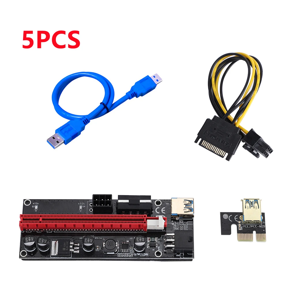 5 шт. Новейшее Ver009 Usb 3 0 Pci E Ver 009S Экспресс 1X 4X 8X 16X расширитель Riser карта адаптера Sata