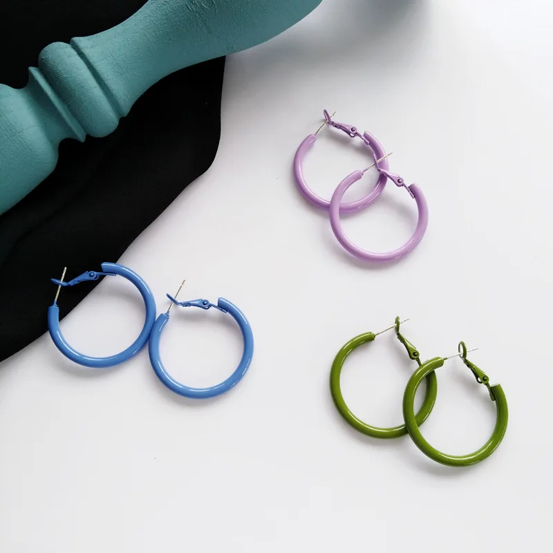 

Mihan S925 needle Modern Jewelry Hoop Earrings Popular Design Sweet Temperament Blue Green Purple Earrings For Girl Women Gift