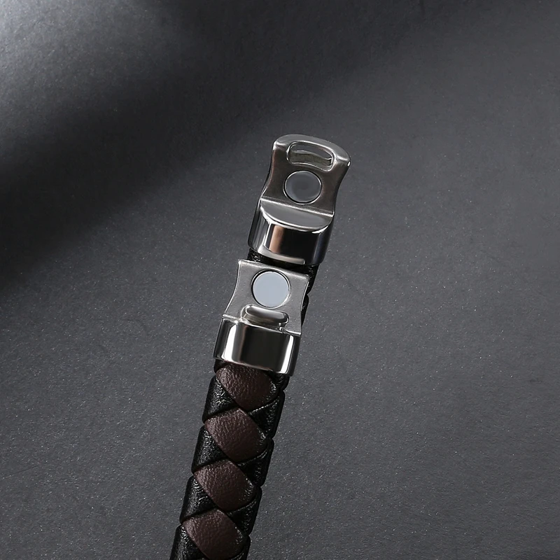 Мужской плетеный кожаный браслет MOZO коричневый ручной работы из нержавеющей
