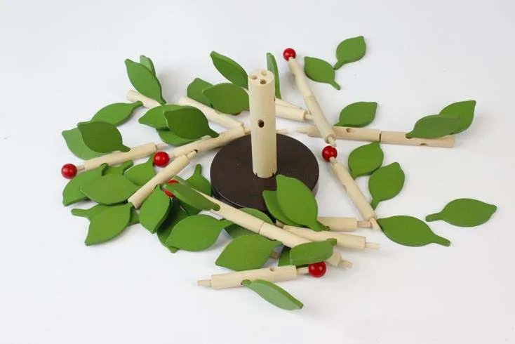 Новейшие детские DIY Деревянные блоки для сборки листья баланс дерево мудрости блоки игрушки Ранние образовательные игры для строительных блоков