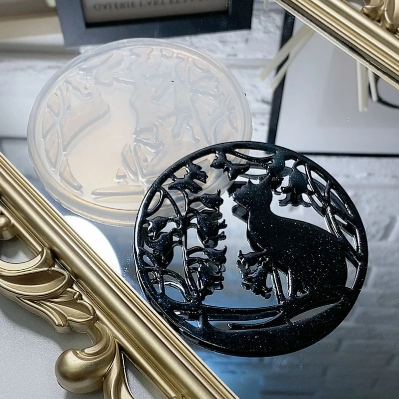 

Cat Christmas Elk Pendant Crystal Epoxy Resin Mold DIY Crafts Decorations Jewelry Making Tool Ornament Silicone Mould