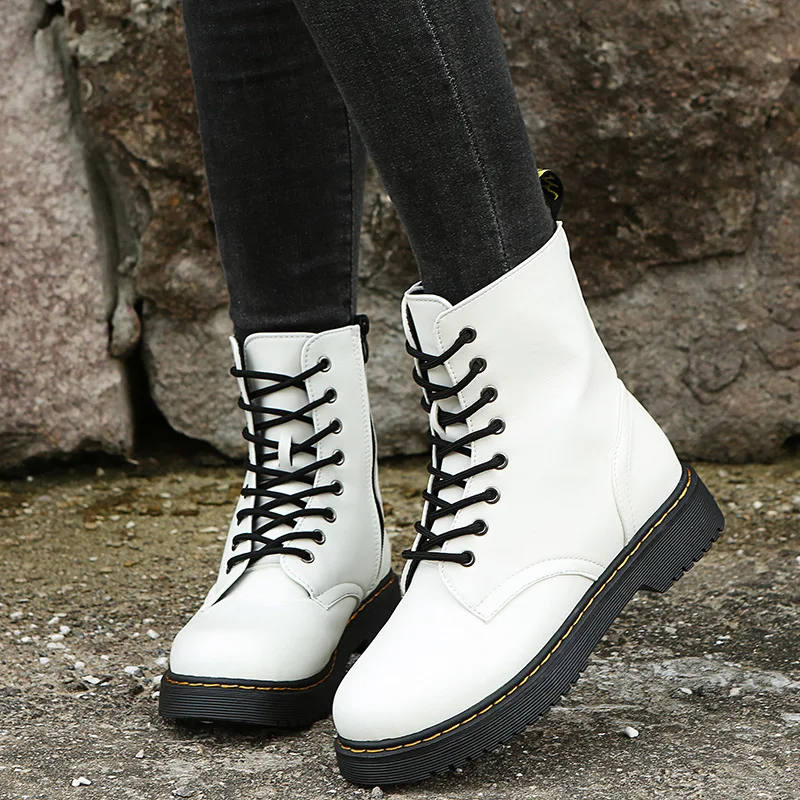 

2021 Spring and Autumn Fashion Boots Thick Heel Thick Bottom Side Zipper Women's Boots Martin Boots Front Lace-up Ankle Boots