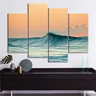 Постер художественные картины холст постер печать 4 панели пляжная волна Картина домашний декор настенное искусство