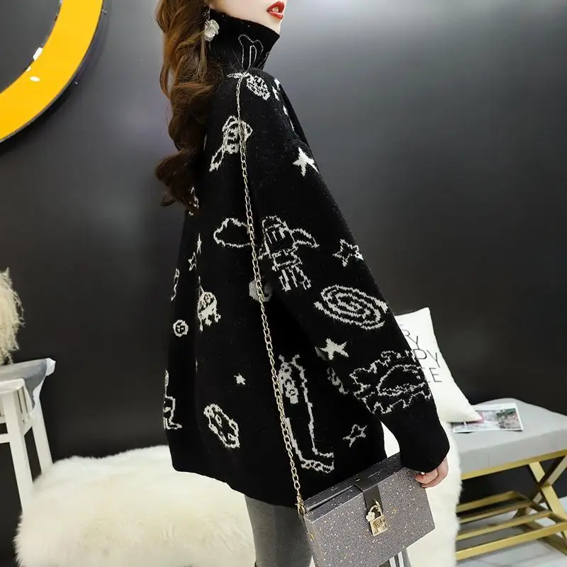 

Turtleneck sweater female lazy wind thick knitted bottoming shirt in autumn and winter 2020 new Korean loose cute