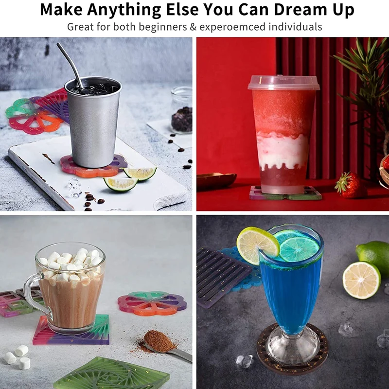 Coaster Molds For Resin Casting Silicone Epoxy DIY Square Round Cups Mats Mold Set | Дом и сад