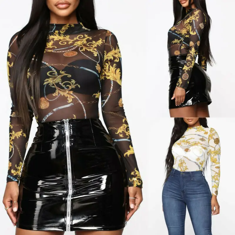 Женская цепочка с цветочным принтом модные топы длинным рукавом Повседневная