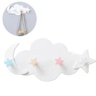 Милый декоративный крючок в виде облака и звезды, стеллаж в виде белого облака, звезды, Луны для детской комнаты, настенное украшение, самоклеящееся украшение для дома, искусственные ногти