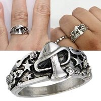 vintage star mushroom pattern ring retro punk ancient silver color finger rings for women men hip hop jewelry rings